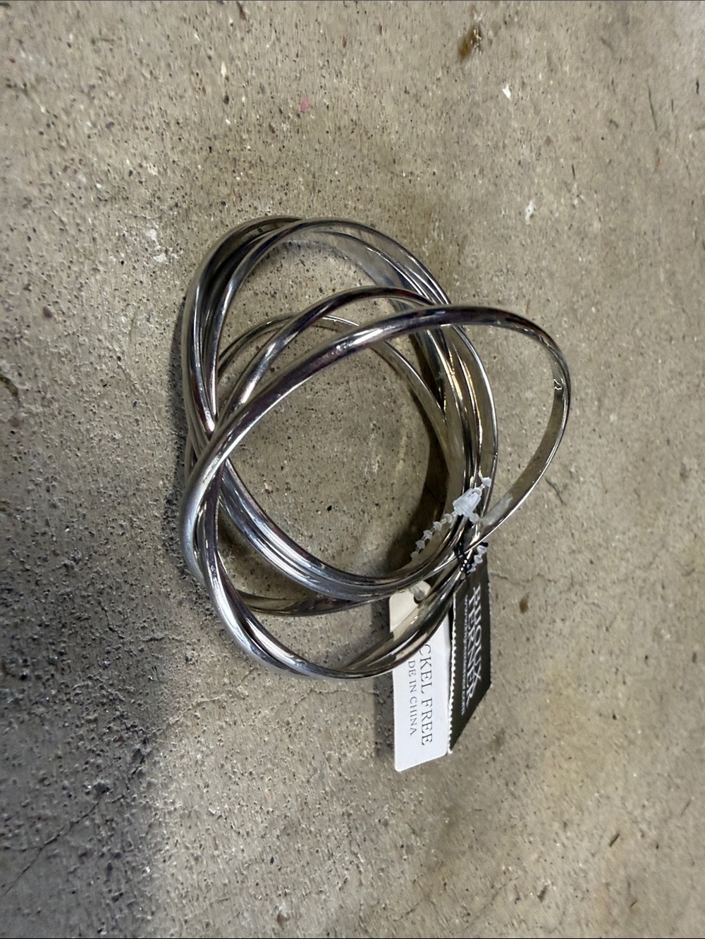 Metallic Silver Multi-Band Bangle Bracelet - Brand Unspecified